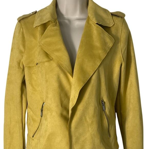 Philosophy Faux Suede Open Front Moto Style Jacket Yellow Size S - Picture 9 of 11